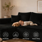 132" U Shaped Modular Boneless Sectional Couch, Corduroy Cloud Sofa