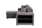 104.5 inch Reversible Sleeper Sectional Sofa with Pull Out Bed , Convertible L Shaped Sectional Couch with Storage Chaise and 2 Stools , Tufted Upholstered Pullout Sofa Bed for Living Room Apartment