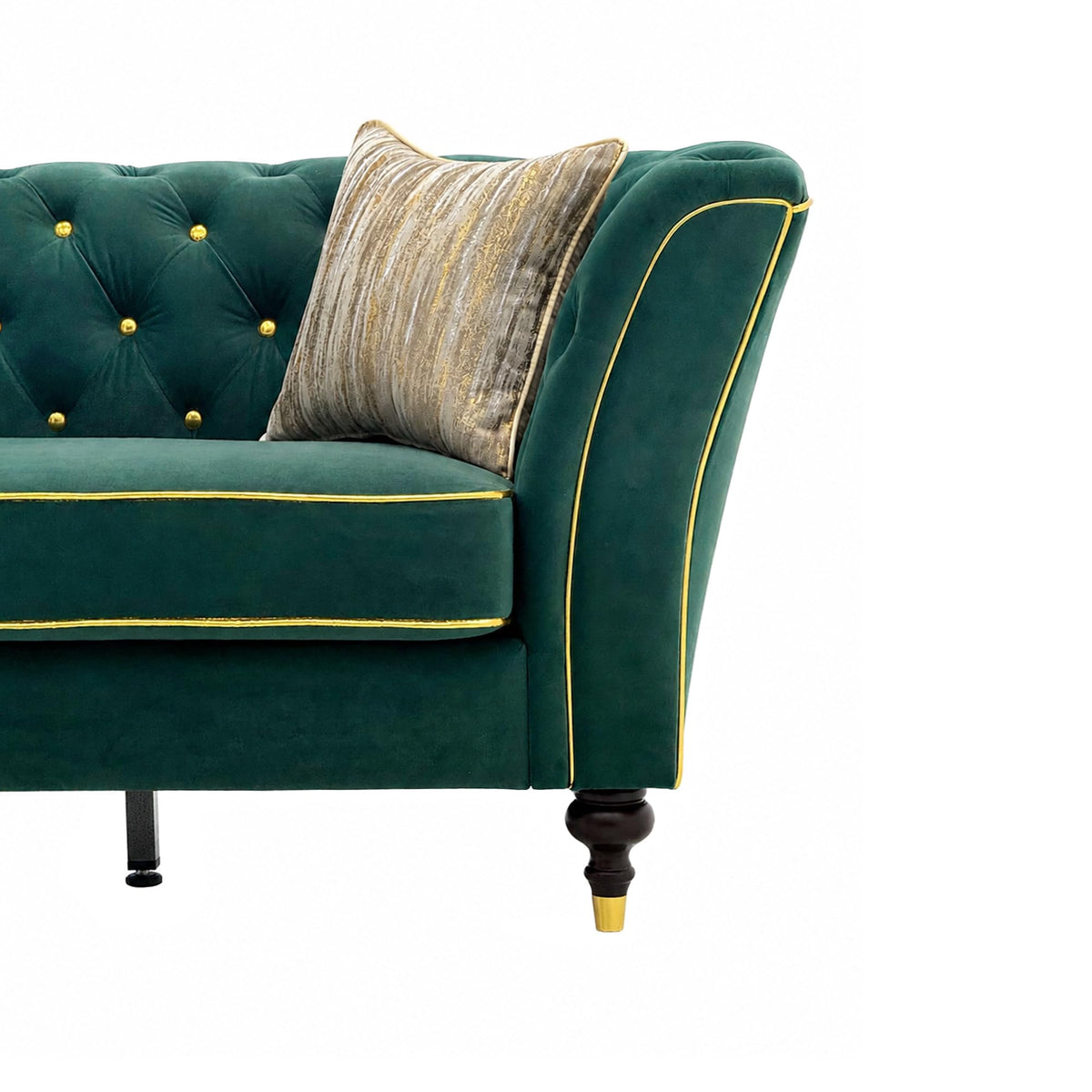 Yogald 89.5” Chesterfield Sofa 3-Seater Couch with Tufted Back, Reteo Green