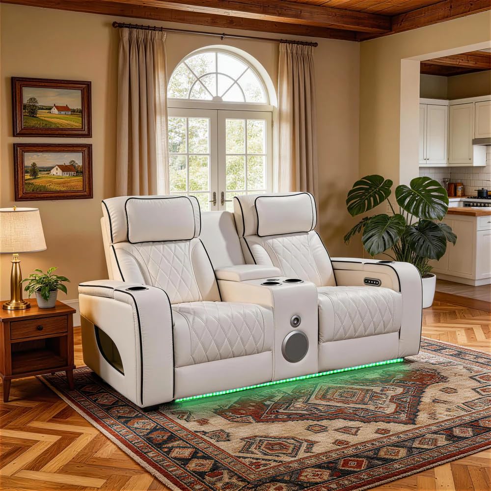 VANITII Electric Power Recliner Sofa with Adjustable Headrest and Footrest