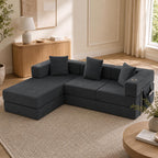 108" Modular Sectional Sofa Bed, L-Shaped Boneless Couch, Yellow