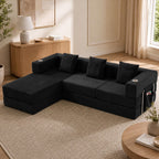 108" Modular Sectional Sofa Bed, L-Shaped Boneless Couch, Yellow