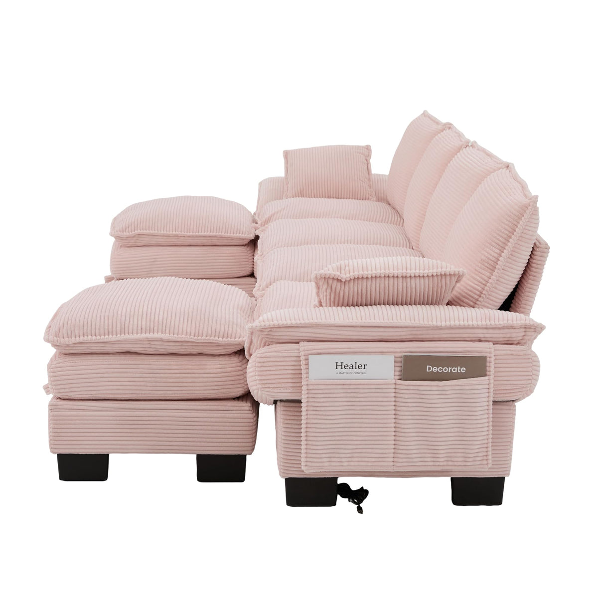 130" Oversized Modular Cloud Sectional Sofa Convertible U/L Shaped Couch Sets for Living Room - 6 Seater Corduroy Cloud Cushion Couches with Storage Ottomans and Pillow Armrest