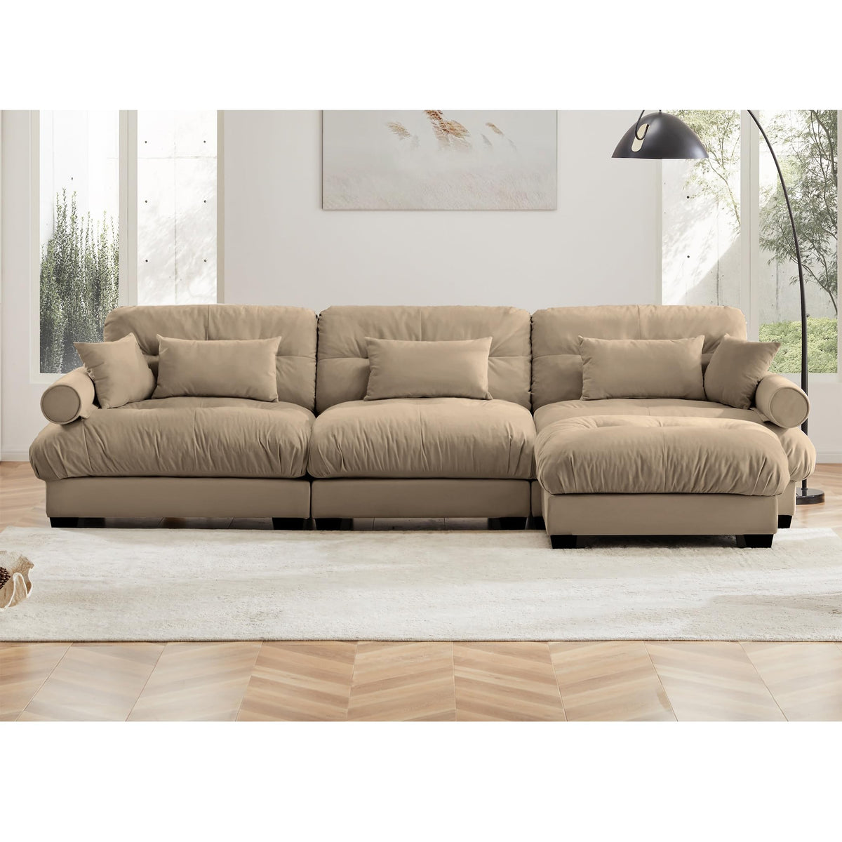 U Shaped Cloud Couches for Living Room Modular Sectional Sofa with Ottomans