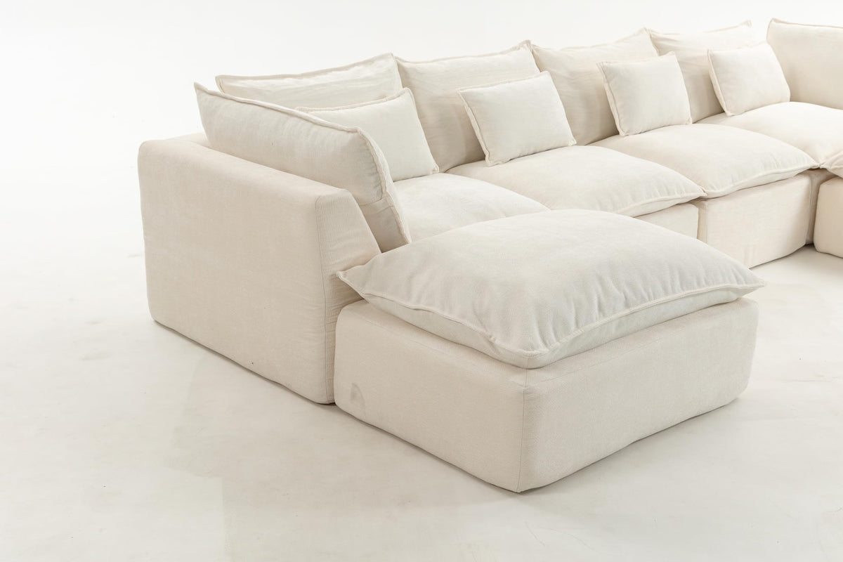 130.71" Width Cloud Couch Oversized Modular Sectional Sofa True Relax Comfy Couches WideDeep Seat Sofas for LivingSets, 4Seat with 2Ottoman DP343