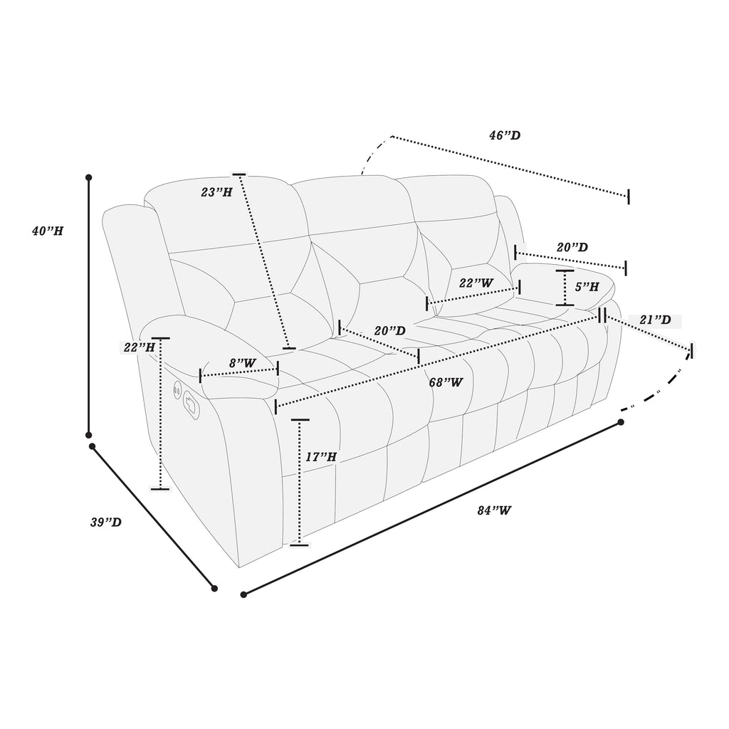 Velvet Manual 5-Seater Sofa Set with High Backrest Wide Armrest