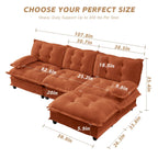 107.5" Modular Sectional Sofa-Chenille Deep 3 Seater L-Shaped Cloud Couch with Ottoman, Button Seat Cushions for Living Room & Apartment, Orange