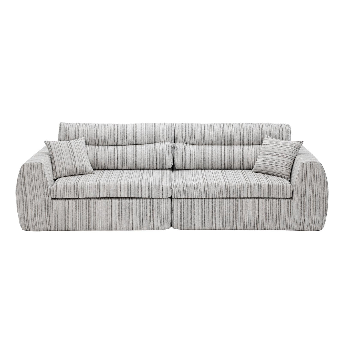 Woven Chenille Strip Compact Straight‑Row Sofa Couch w/High‑Density Sponge