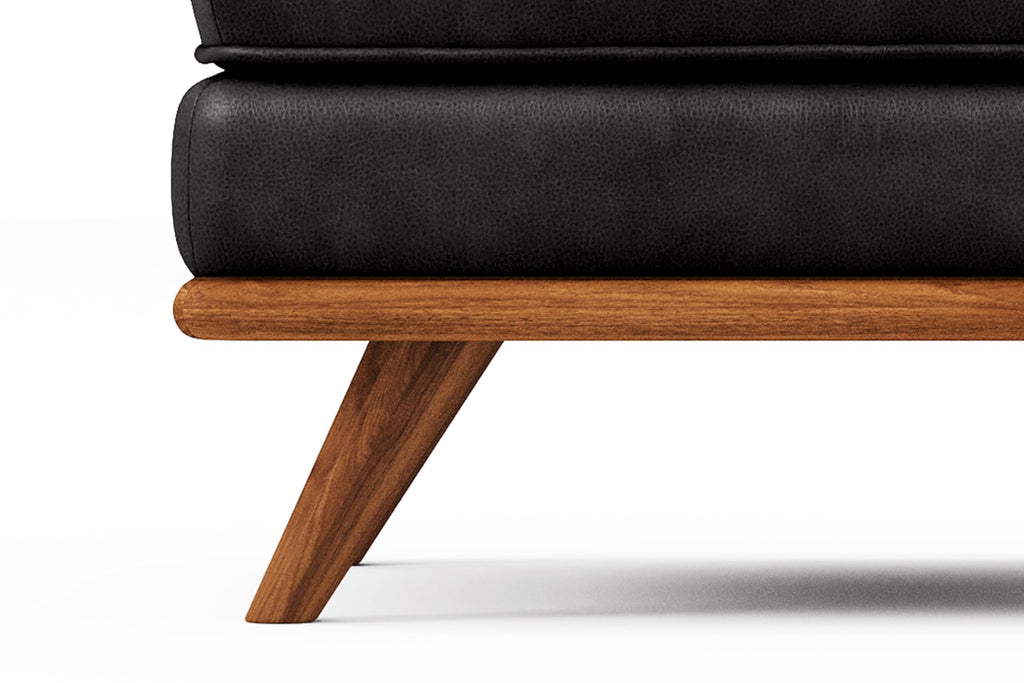 Valencia Artisan Full Leather Ottoman 31”| Full Italian Nappa 11000 Top-Grain Leather, Solid Alder Wood, Ultimate Comfort, Black