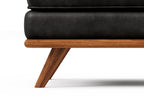 Valencia Artisan Full Leather Ottoman 31”| Full Italian Nappa 11000 Top-Grain Leather, Solid Alder Wood, Ultimate Comfort, Black