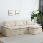 110" L-Shaped Sofa Bed,3-Layer Cushion Modular Sectional Boneless Couch