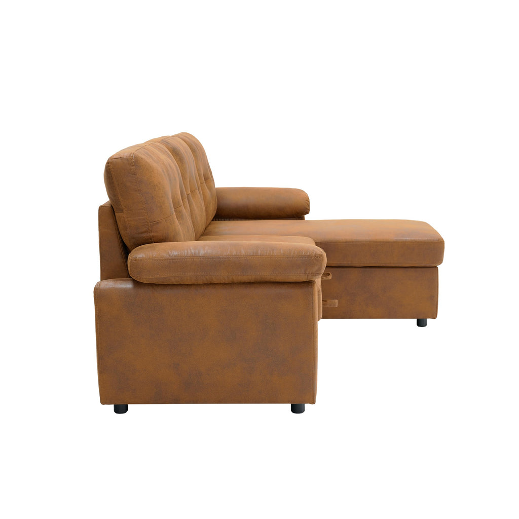 Tufted Sectional Sleeper Sofa Pull Out Couch Bed Modern Corner Couch