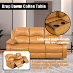 Manual Leather Recliner Sofa Set for Living Room Furniture Sets,Reclining Couch Set, Leather Couch Set for Living Room/Lounge/Club/Apartment(Ginger,Sofa+Loveseat+Chair)