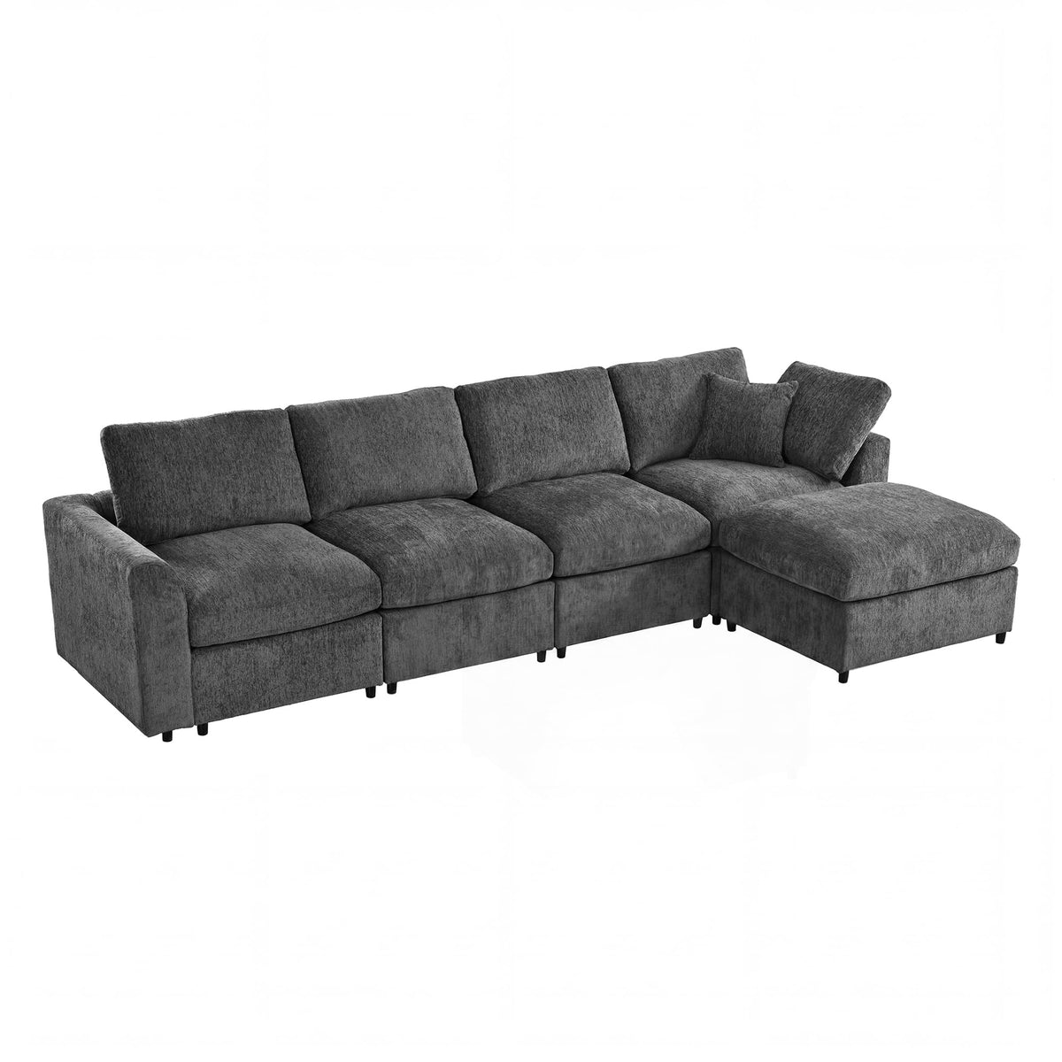 130" L-Shaped Modular Sectional Sofa Modern Deep Seat Cloud Couch for 5, Oversized Chenille Fabric Cloud Sectional Couches with 1 Ottoman Chaise, Higher Seater (21.7 inch)