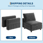 106" L-Shaped Modern Sofa Modular Sectional Cloud Couch with Charging Station, Convertible Sectional Sofa Sleeper Bed with USB/Type-C Port, Removble Chaise Sofa for Living Room, Apartment, Grey Velvet