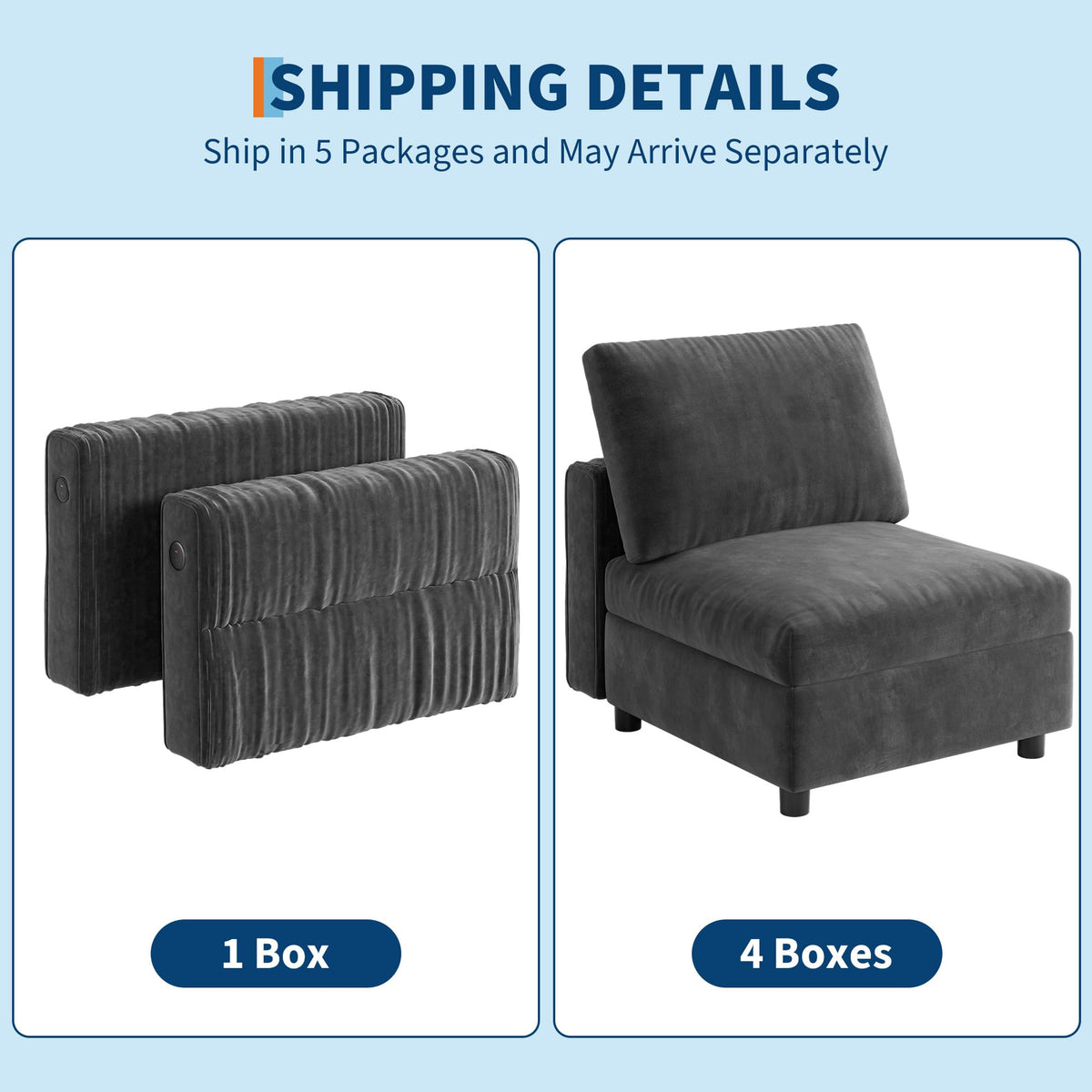 106" L-Shaped Modern Sofa Modular Sectional Cloud Couch with Charging Station, Convertible Sectional Sofa Sleeper Bed with USB/Type-C Port, Removble Chaise Sofa for Living Room, Apartment, Grey Velvet