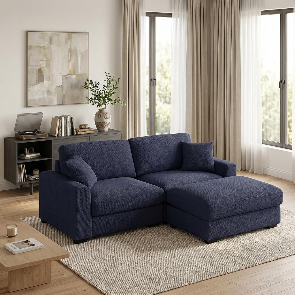 130 Inch Sectional Couch Modular Sofa with Ottoman Cloud Like Comfort 3 Seater Oversized Cloud Couch with Extra Large Chaise Chenille Fabric L Shaped Home Sofa for Living Room,Apartment(Gray)