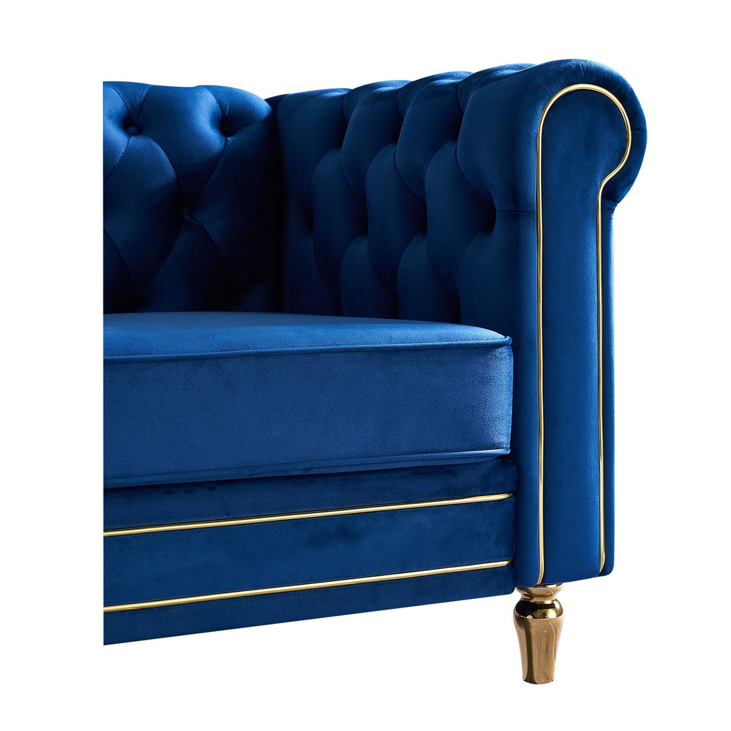 Velvet Sofa 84.65 inch for Living Room Blue Color CY368