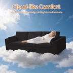 108" Cloud Couch Sectional, Ultra Soft Modular Sofa for Living Room, Comfy Deep Seat L Shaped Couch with Ottoman, No Assembly Required, Compressed Memory Foam Cloud-Like Sofa, Black