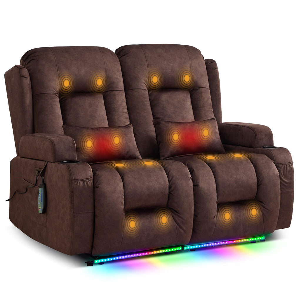 TUNYI Power Loveseat Recliner Sofa with Massage & Heat
