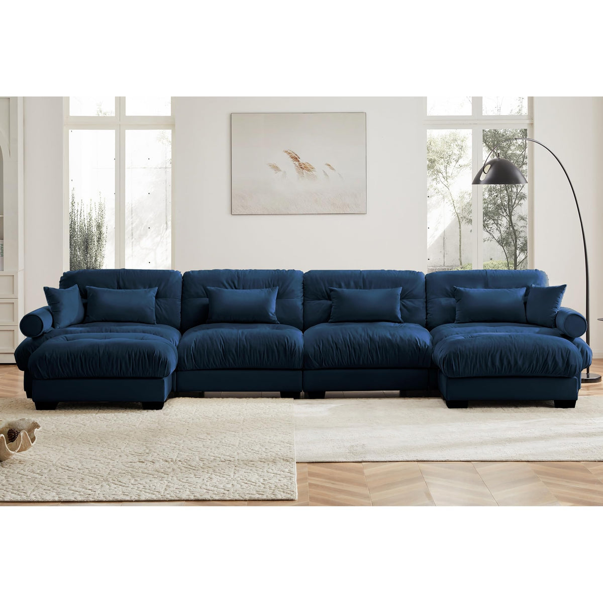 U Shaped Cloud Couches for Living Room Modular Sectional Sofa with Ottomans