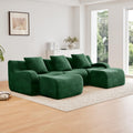 U-Shaped Teddy Fabric Sofa Green Modular Sectional Living Room Reading Nook Cozy Comfort