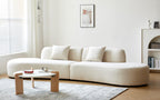 132" Curved Sofa with Throw Pillows, 6 Seater Luxury Velvet Couch with Half Moon Design and High-Density Foam, Ideal for Modern Living Room, Office & Apartment(Ivory)