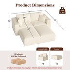 79" Modular Sectional Sofa, Cloud Couch Loveseat Memory Foam Boneless Couch with Chaise, Cozy Upholstered Corduroy Floor Couch, No Assembly Required Living Room Furniture for Apartment, Beige
