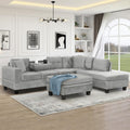 105" Modern Sectional Sofa with Storage Ottoman Gray Design Living Room Cozy Comfort