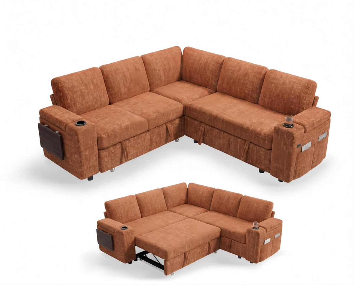 WEUP 86" Modular Sectional Sleeper Sofa with Pull Out Bed
