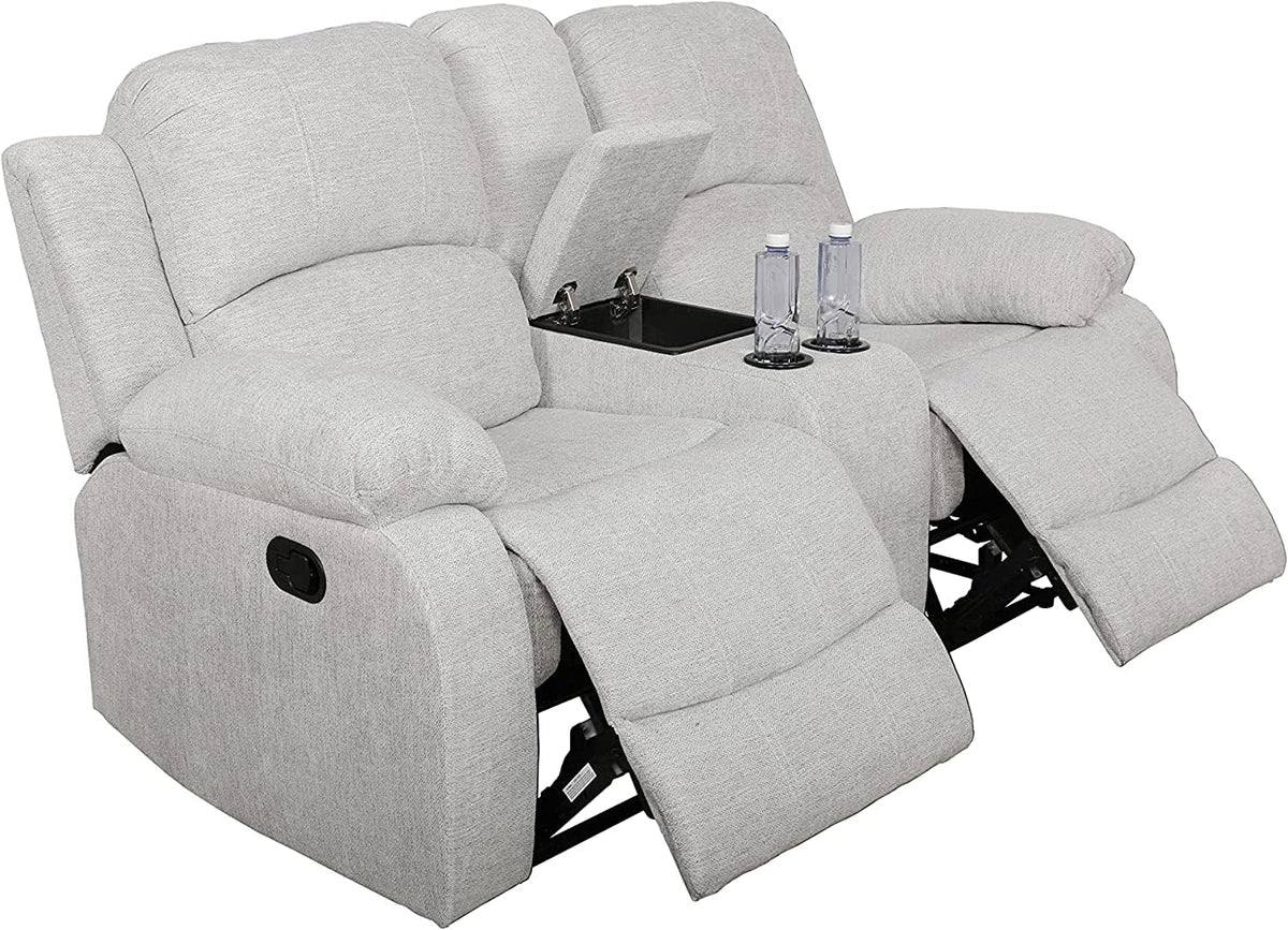 Bonded Leather Living Room Furniture Set Reclining Sofa Set Loveseat Furniture Sets in Living Room Sofa Recliners (3 Pieces, Blue Microfiber)