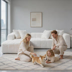 108 Inch Oversized Modular Sectional Sofa, L-Shaped Floor Couch with Extra Deep Seats, Modern Minimalist Upholstered Sofa, No Assembly Sofa Couch for Living Room, Bedroom, Apartment (Right-White)