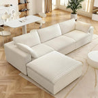 118.2" L‑Shape Modular Cloud Sectional Sofa, 3‑Seater Couch with Ottoman