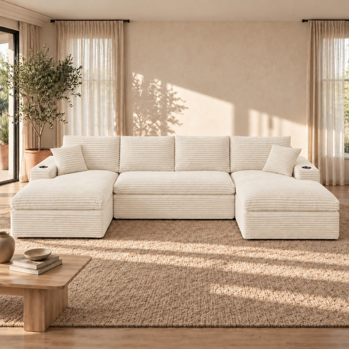 120" U Shaped Sectional Couches for Living Room, Modular Sofas