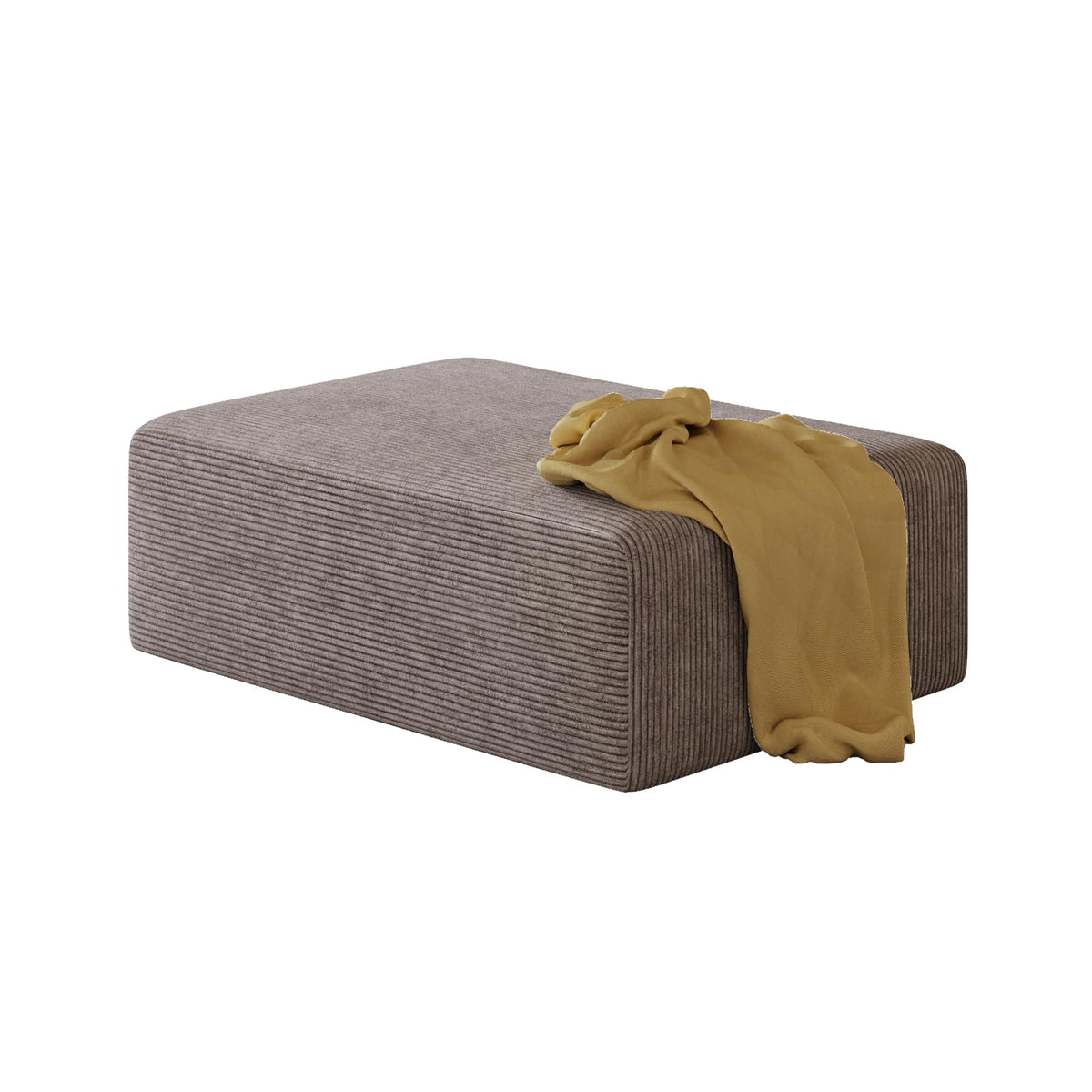 109" L-Shaped Corduroy Oversized Sectional Sofa w/Ottoman, Brown