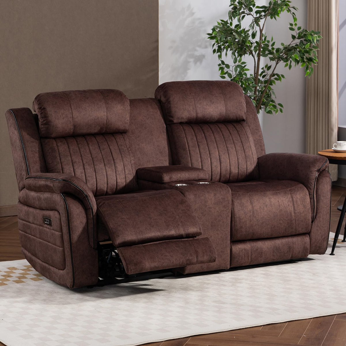 Zero Gravity Power Reclining Loveseat Sofa with Adjustable Headrests, Power Loveseat Recliner with Console, Electric 2-Seater Recliner Couch with Charging Port for Living Room (Velvet, Blue)