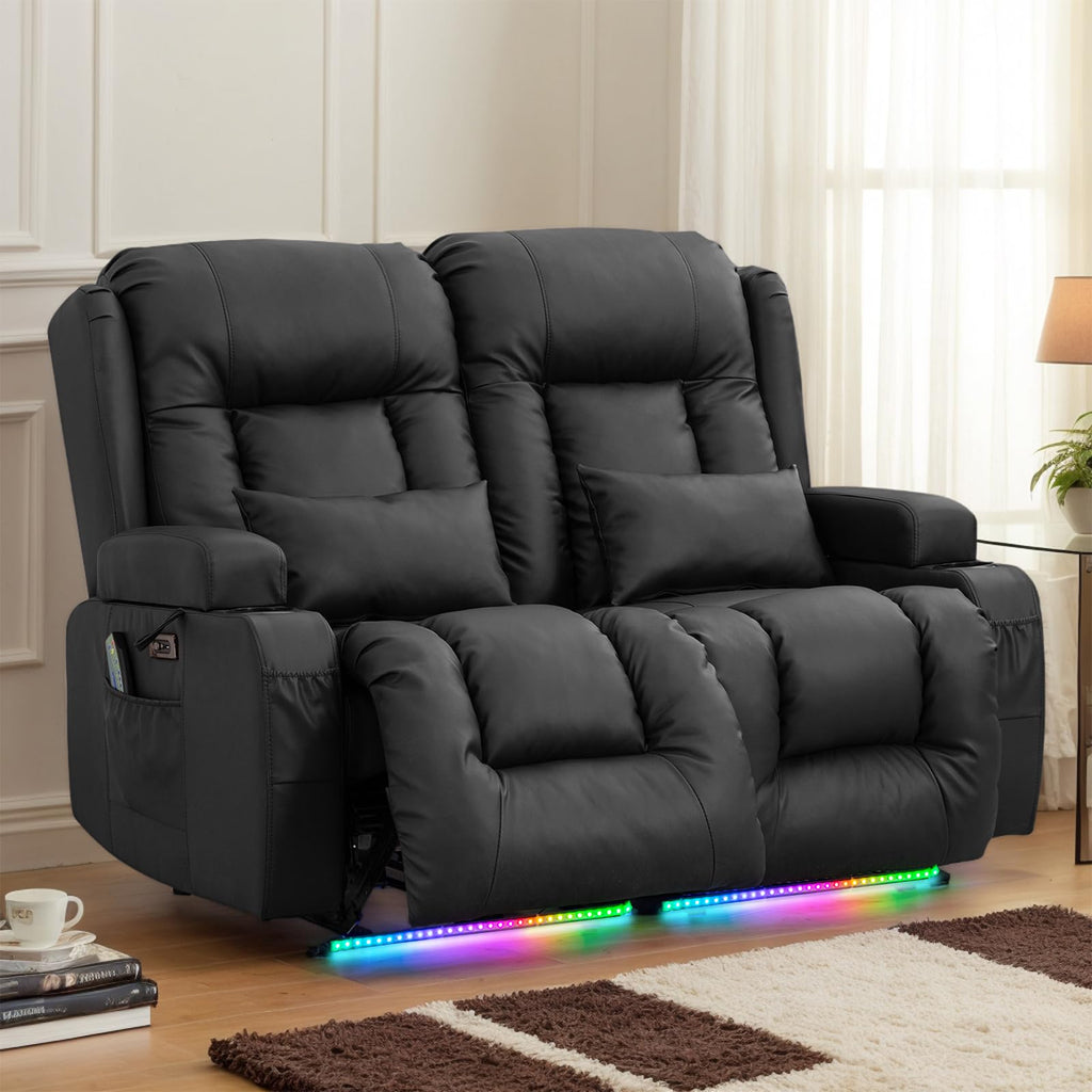 TUNYI Power Loveseat Recliner Sofa with Massage & Heat