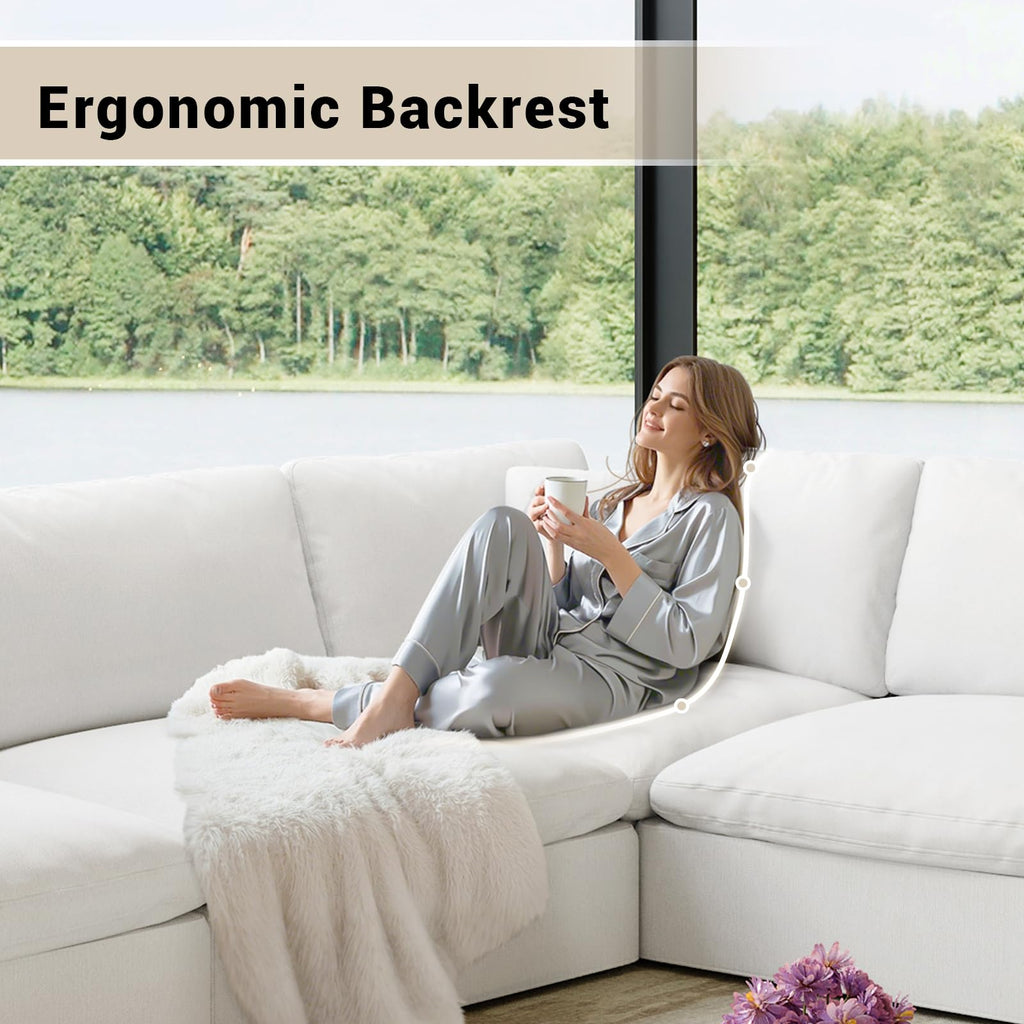 110.8" Oversized Cloud Modular Sectional Sofa, L Shaped Couch,White