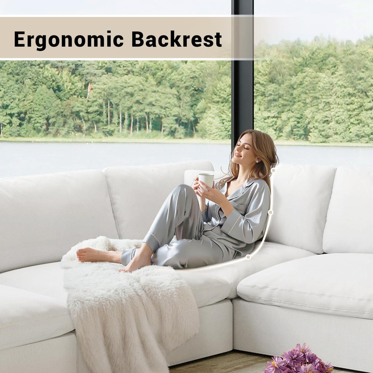 110.8" Oversized Cloud Modular Sectional Sofa, L Shaped Couch,White