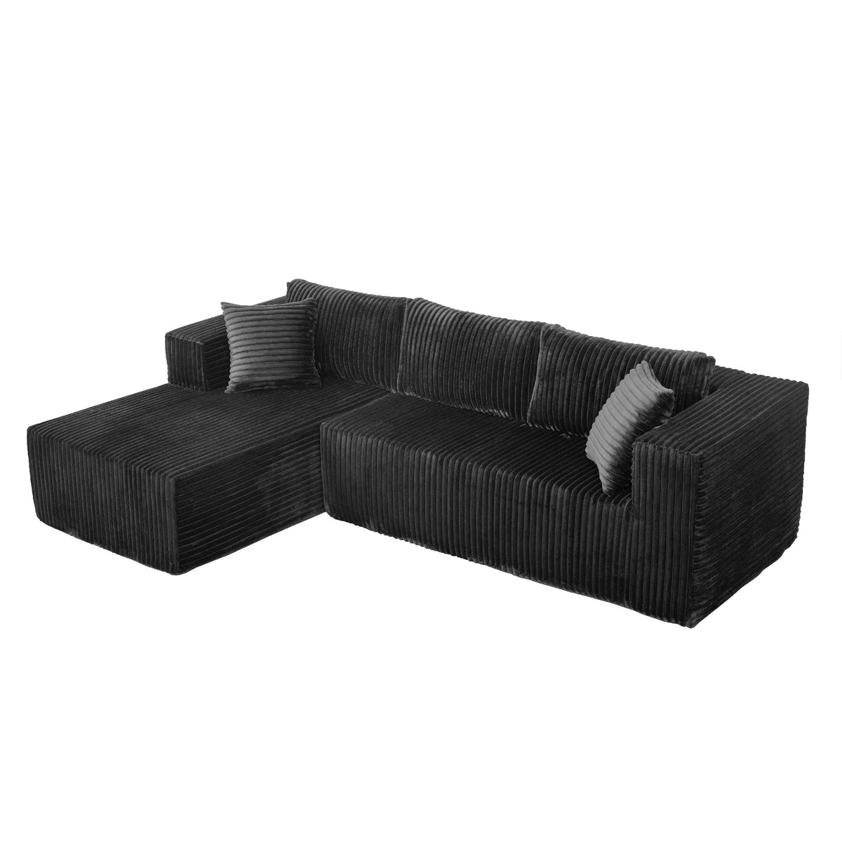 Vacuum-Packed L-Shaped Modular Compression Sofa, Plush Upholstery, All-Foam Structure for Compact Living Room, Bedroom, and Apartment Furniture