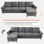 106.5" Convertible Sleeper Sofa Bed with Pull Out Couch, Dark Grey L Shaped Couch with Storage Chaise & Memory Mattress, Modular Sectional Couches with Wireless Charging & USB for Living Room