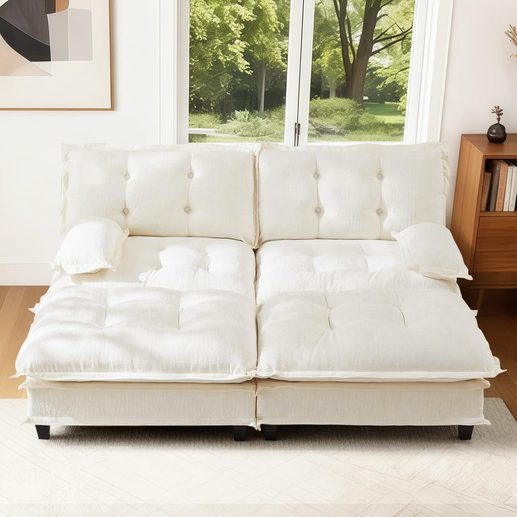 107.5" Modular Sectional Sofa-Chenille Deep 3 Seater L-Shaped Cloud Couch with Ottoman, Button Seat Cushions for Living Room & Apartment, Orange