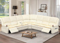 Yolsali Manual Reclining Sectional Sofa Set, 7 Seats Soft Leather Recliner