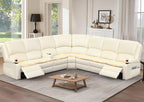 Yolsali Manual Reclining Sectional Sofa Set, 7 Seats Soft Leather Recliner