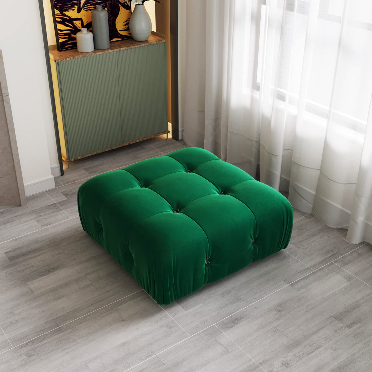104" Bubble Couch Velvet Modular Sectional Sofa, Oversized L Shaped Couches for Living Room, Comfy Cloud Couch, 3-Seater Deep Seat Sofa Green