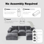 108" Cloud Sectional Couch with L Shape Chaise, Left Right Interchangeable,Modular Sofa with Deep Seat, Upholstered Couches for Living Room Bedroom,No Assembly Required, Soft Plush Corduroy Fab NV223