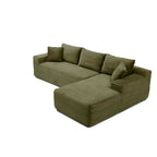 105" Grey, Modern L-Shaped Cloud Couch with Deep Seat & Chaise, Wrinkle-Resistant Corduroy Upholstered 3-Seat Cushion Back Sofa, for Living Room Bedroom (Green, 3, Left Hand)