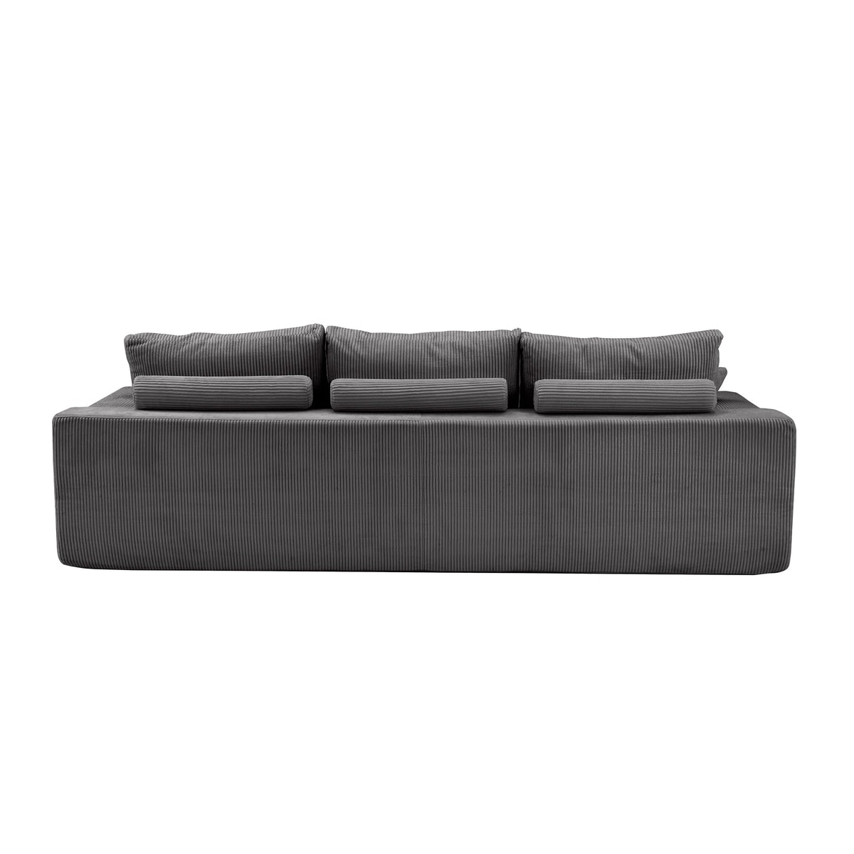 110" L Shaped Sectional Sofa, Full Compression 3 Seater Cloud Couch with Chaise, No Assembly Required Sofa for Living Room, Ultra Soft Deep Seat Modular Sofa(Corduroy, Grey) NE887
