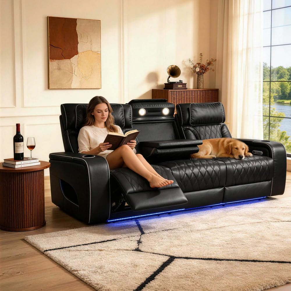 VANITII Electric Power Recliner Sofa with Adjustable Headrest and Footrest