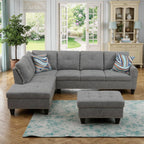 97.5" L Shaped Couches for Living Room, Sectional Couch Living Room Furniture with Storage Ottoman, Modular Sectional Sofa with Movable Chaise for Apartment Office, Grey